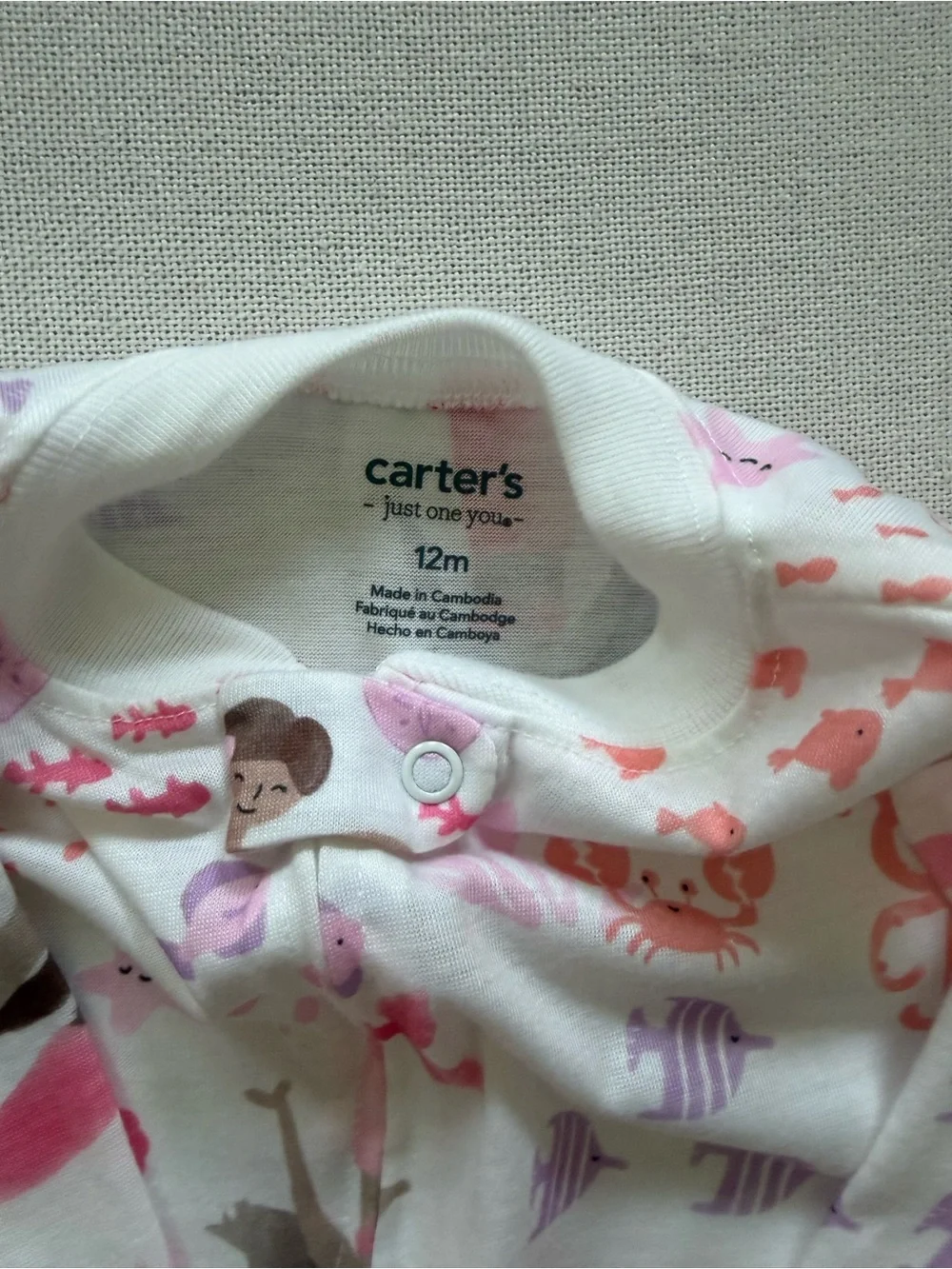 Carters Mermaid Fish Print Long Sleeve Footed Pajama Set Lot of 2 12 Months
